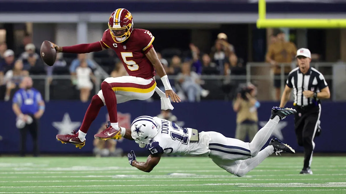 Commanders QB to start with elbow brace