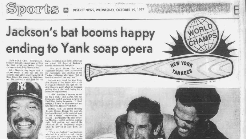 Reggie Jackson hit three homers in 1977 World Series clincher