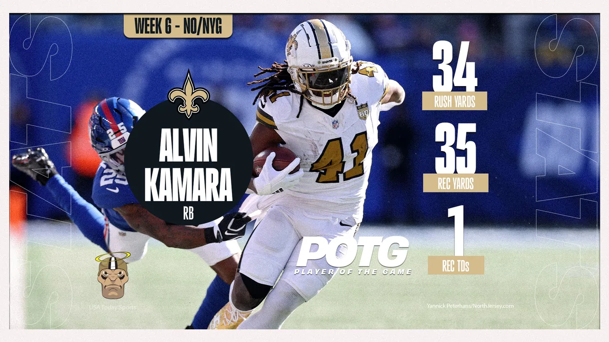 Saints edge Giants in Week 6 thriller