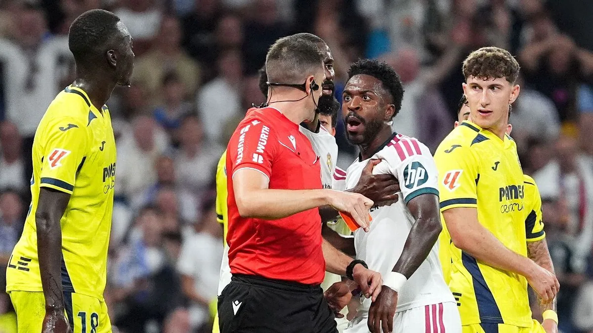 Real Madrid's Vinícius Júnior red-carded after goal disallowed