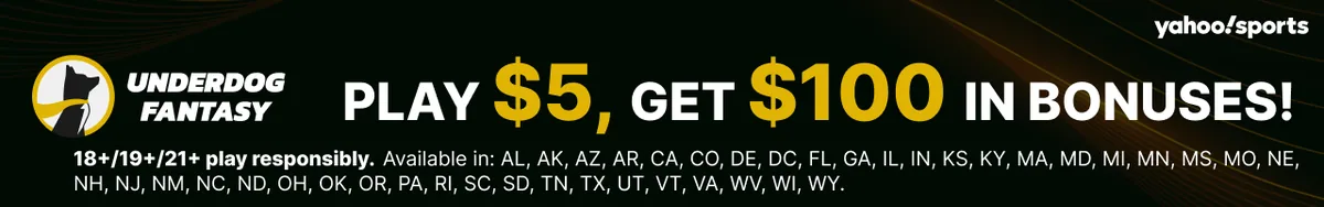 Underdog Offers $100 Bonus for $5 Bet on Sunday Games